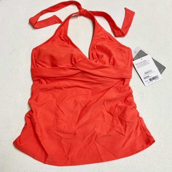 Athleta Tara Halter Tankini Swim Suit Top Coral - Picture 3 of 7